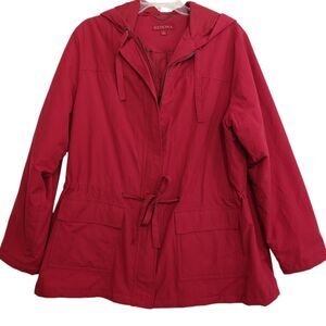 Merona Women's Size 1 Hooded Red Lined Jacket with Tie Waist